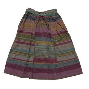 Vintage Women Multicolored Striped Button Up A-Line Mid Rise Skirt sz 6